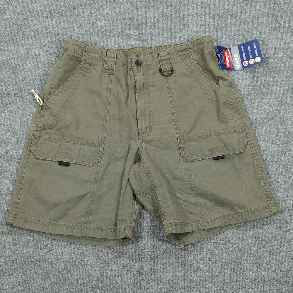 Wrangler Shorts Mens 32 Green Hiker Durable Canvas Multi-Pocket Comfort Waist